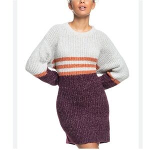 Roxy Milky Cloud Long Sleeve Wool Blend Knit Sweater Dress Medium